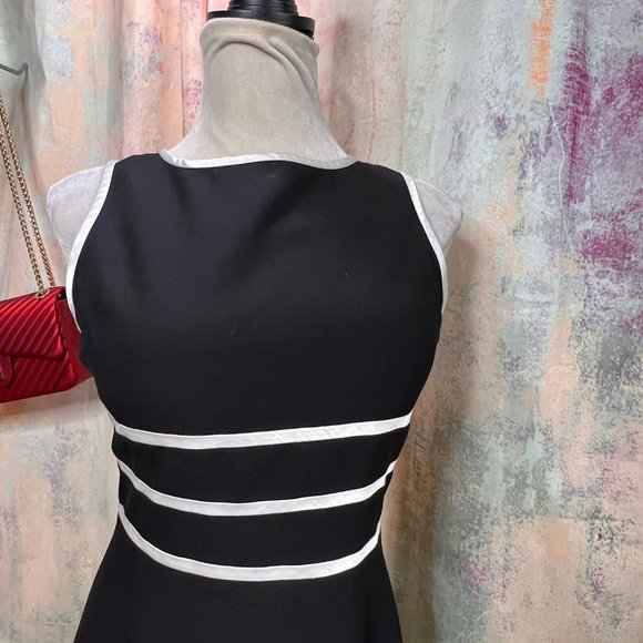 VTG๐Papell Boutique Timeless Sheath Black & White Dress with long Slit - Picture 4 of 15